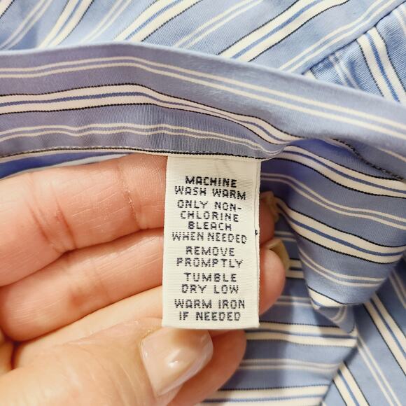 Ralph Lauren Men's Button Front Long Sleeve Shirt Blue & White Stripes Size XL - Picture 7 of 8